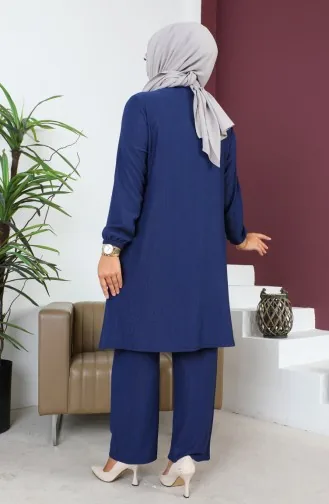 Plus Size Crepe Two Piece Suit 2608-01 Navy Blue 2608-01