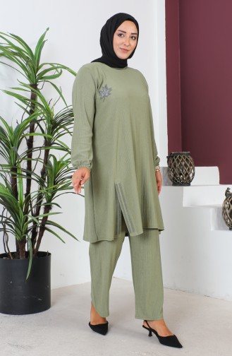 Plus Size Crepe Two Piece Suit 2608-02 Khaki 2608-02