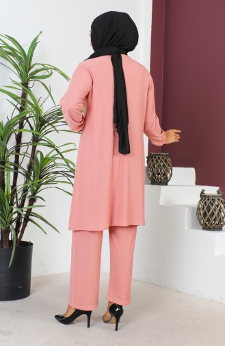 Plus Size wrinkly Tunic Two Piece Suit 2608-05 Light Pink 2608-05