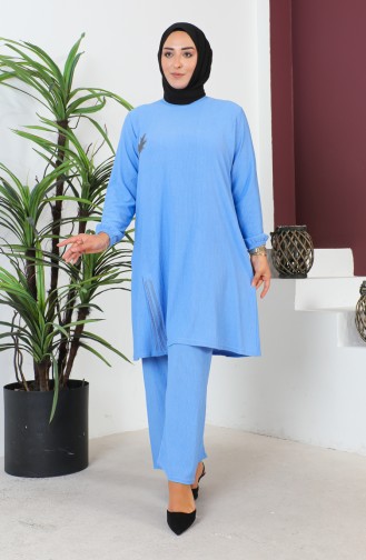 Grote Maat Tuniekbroek Met Overslag Dubbel Pak 2608-09 Blauw 2608-09