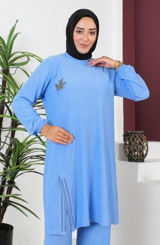 Grote Maat Tuniekbroek Met Overslag Dubbel Pak 2608-09 Blauw 2608-09