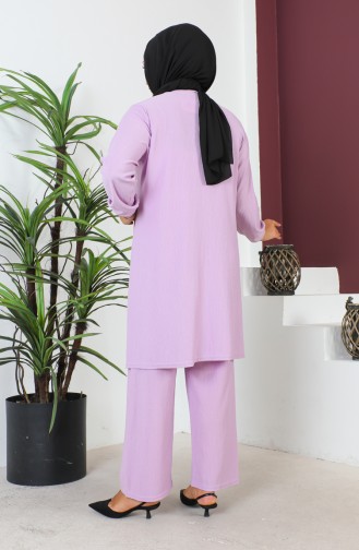 Ensemble Double Pantalon Tunique Portefeuille Grande Taille 2608-10 Lilas 2608-10