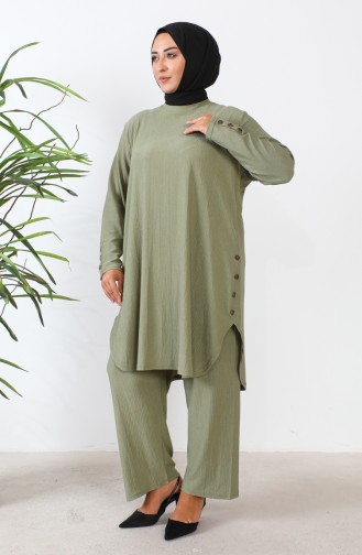 Großer Stoned Tunika-Hosen-Doppelanzug 2658-02 Khaki 2658-02