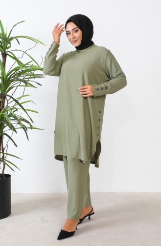 Großer Stoned Tunika-Hosen-Doppelanzug 2658-02 Khaki 2658-02