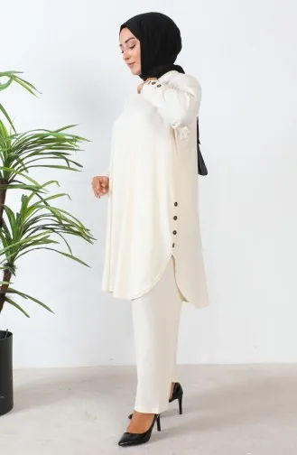 Großer Stoned Tunika-Hosen-Doppelanzug 2658-04 Creme 2658-04