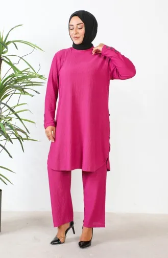 Plus Size Stone Two Piece Suit 2658-05 Fuchsia 2658-05