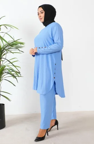طقم ثنائي تونيك بنطلون مقاس كبير 2658-09 أزرق 2658-09