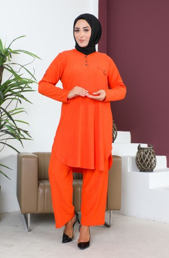 Ensemble Deux Pièces Tunique Pantalon Grande Taille 2691-02 Orange 2691-02