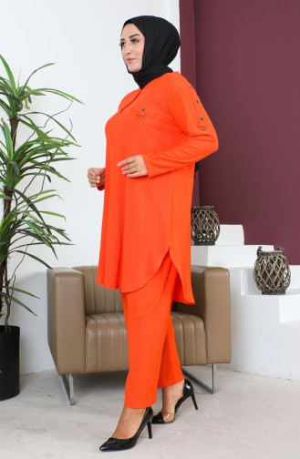 Ensemble Deux Pièces Tunique Pantalon Grande Taille 2691-02 Orange 2691-02