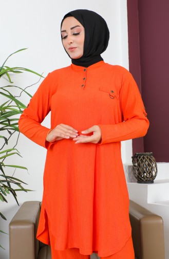 Ensemble Deux Pièces Tunique Pantalon Grande Taille 2691-02 Orange 2691-02