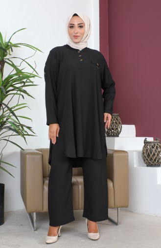 Ensemble Double Pantalon Tunique Grande Taille 2691-03 Noir 2691-03