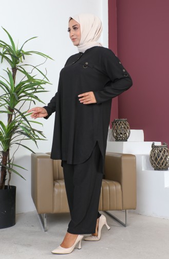 Büyük Beden Tunik Pantolon İkili Takım 2691-03 Siyah