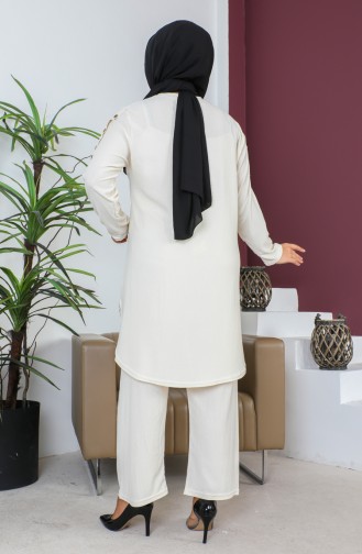 Plus Size Tunic Two Piece Suit 2691-04 Cream 2691-04