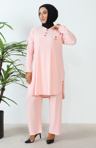 Ensemble Deux Pièces Tunique Pantalon Grande Taille 2691-06 Poudre 2691-06