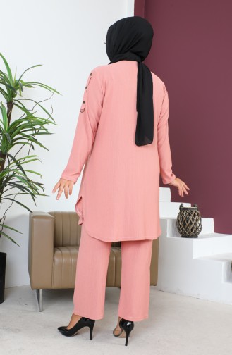 Ensemble Double Tunique Pantalon Grande Taille 2691-07 Yavruağzı 2691-07