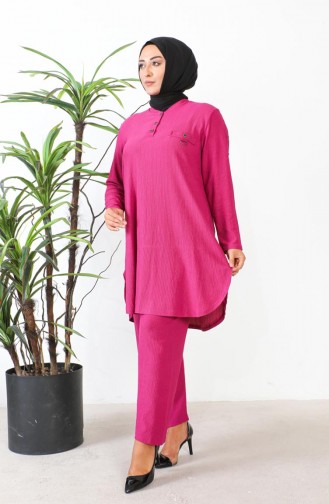 Ensemble Deux Pièces Tunique Pantalon Grande Taille 2691-09 Fuchsia 2691-09