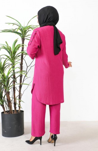 Ensemble Deux Pièces Tunique Pantalon Grande Taille 2691-09 Fuchsia 2691-09