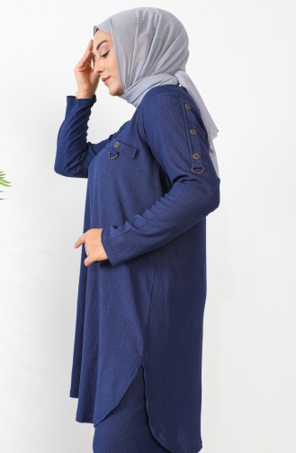 Ensemble Double Pantalon Tunique Grande Taille 2691-10 Bleu Marine 2691-10