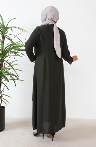 Großes Abendkleid Mit Steinmuster 6077-07 Khakigrün 6077-07