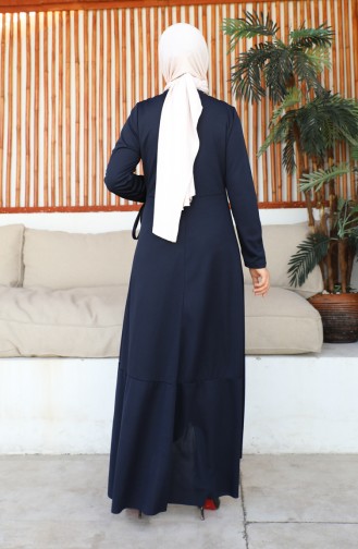 Side Tie Flounce Dress 1907-01 Navy Blue 1907-01