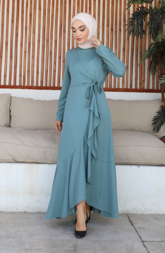 Side Tie Flounce Dress 1907-03 Green 1907-03