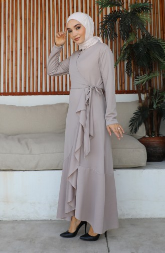 Side Tie Flounce Dress 1907-05 Beige 1907-05