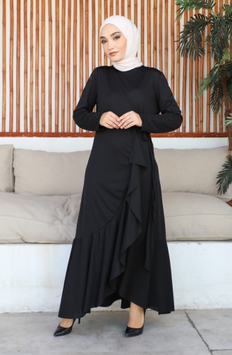Robe à Volants Nouée Sur Le Côté 1907-07 Noir 1907-07