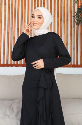 Robe à Volants Nouée Sur Le Côté 1907-07 Noir 1907-07