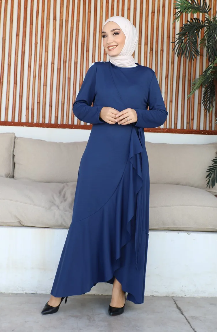 Robe à Volants Nouée Sur Le Côté 1907-09 Indigo 1907-09