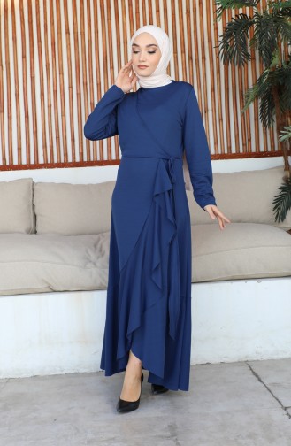 Side Tie Flounce Dress 1907-09 İndigo 1907-09