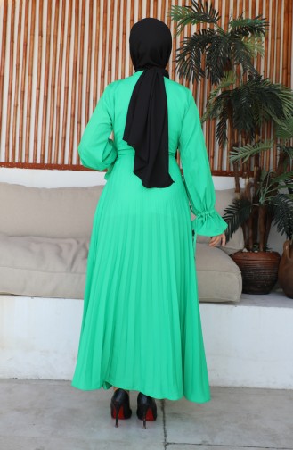 Gathered waist Pleated Dress 232335-01 Green 232335-01