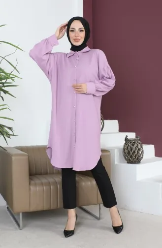 Casual Damestuniek Met Geplooide Mouwen 12m01 12m01-07 Lila 12m01-07