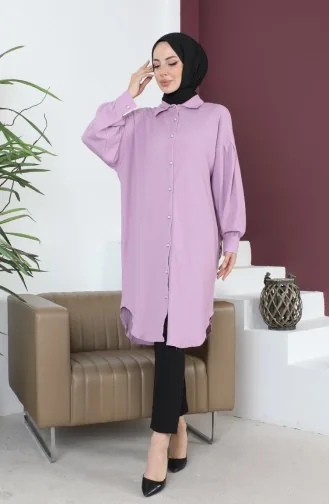 Casual Damestuniek Met Geplooide Mouwen 12m01 12m01-07 Lila 12m01-07