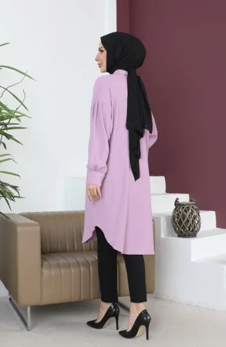 Casual Damestuniek Met Geplooide Mouwen 12m01 12m01-07 Lila 12m01-07