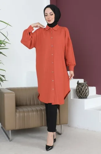 Casual Damestuniek Met Geplooide Mouwen 12m01 12m01-08 Geelbruin 12m01-08