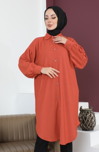 Casual Women`s Tunic With Pleated Sleeves 12m01 12m01-08 Tan 12m01-08