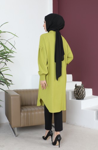 Casual Women`s Tunic With Pleated Sleeves 12m01 12m01-09 Pistachio Green 12m01-09