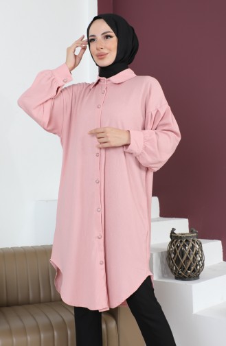 Casual Women`s Tunic With Pleated Sleeves 12m01 12m01-10 Powder 12m01-10
