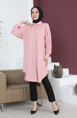 Casual Women`s Tunic With Pleated Sleeves 12m01 12m01-10 Powder 12m01-10