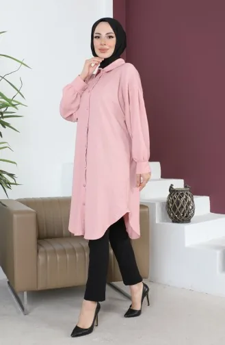 Casual Damestuniek Met Geplooide Mouwen 12m01 12m01-10 Poeder 12m01-10