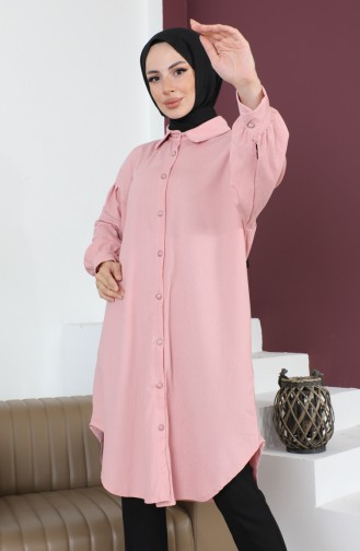 Casual Women`s Tunic With Pleated Sleeves 12m01 12m01-10 Powder 12m01-10