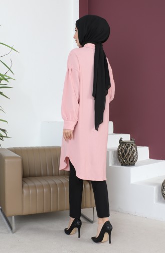Casual Women`s Tunic With Pleated Sleeves 12m01 12m01-10 Powder 12m01-10