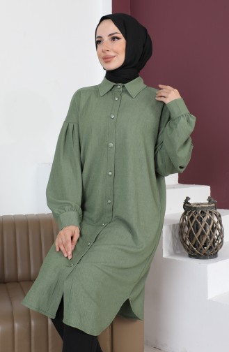Casual Women`s Tunic With Pleated Sleeves 12m01 12m01-11 Khaki 12m01-11