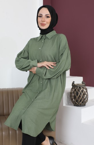 Casual Women`s Tunic With Pleated Sleeves 12m01 12m01-11 Khaki 12m01-11