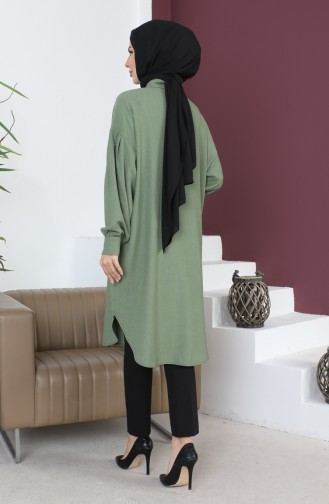 Casual Women`s Tunic With Pleated Sleeves 12m01 12m01-11 Khaki 12m01-11