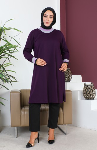 Plus Size Ribbed Tunic 2030-01 Plum 2030-01