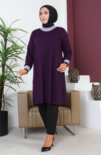 Plus Size Ribbed Tunic 2030-01 Plum 2030-01