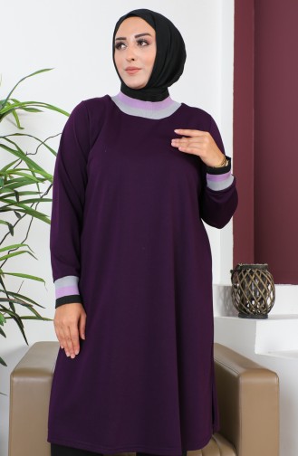 Plus Size Ribbed Tunic 2030-01 Plum 2030-01