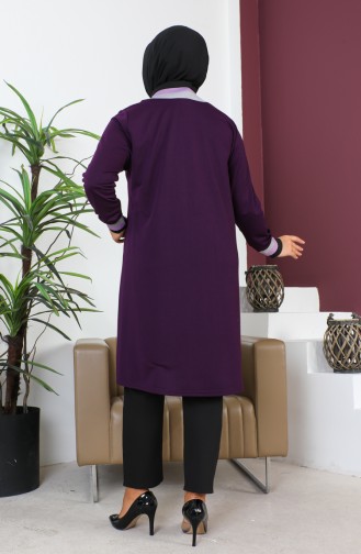 Plus Size Ribbed Tunic 2030-01 Plum 2030-01