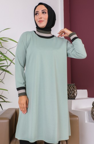 Plus Size Ribbed Tunic 2030-02 Mint Green 2030-02